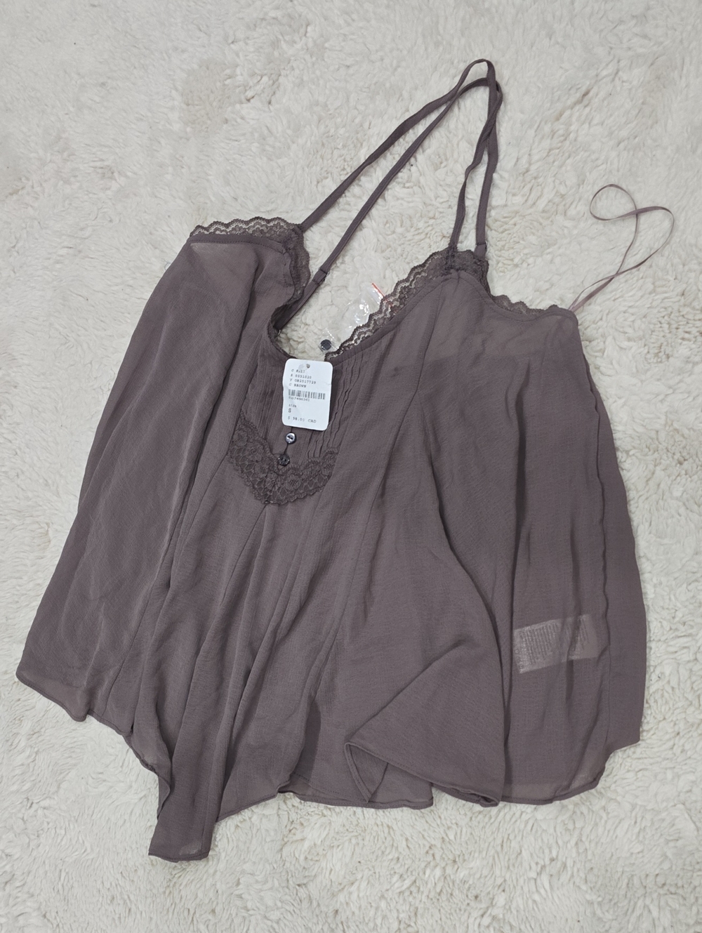 Free People Lace-Trim Spaghetti Strap Cami - Mauve